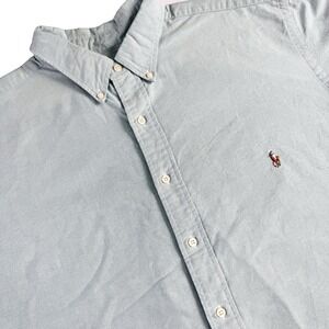 Polo Ralph Lauren Oxford Button Down Shirt Men 2XB Green Short Sleeve Flesh Pony